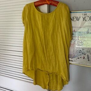 Italian Linen Tunic in Marigold Yellow Size M, EUC